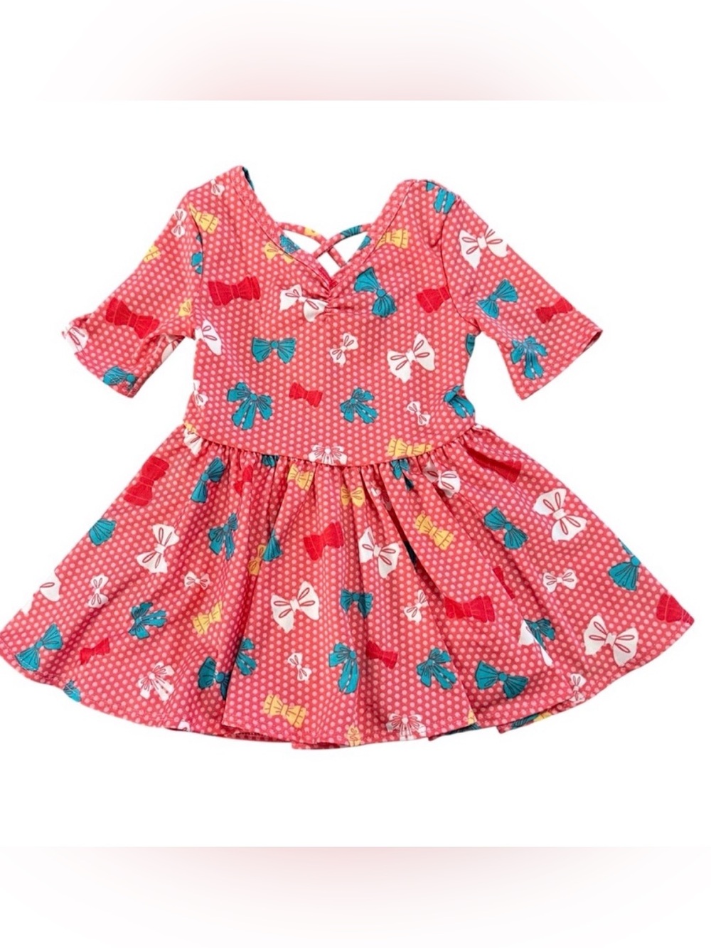 Dot Dot Smile Pink Bounty Of Bows Polka Dots Twirly Skirt Dress Girl 6-12 Month